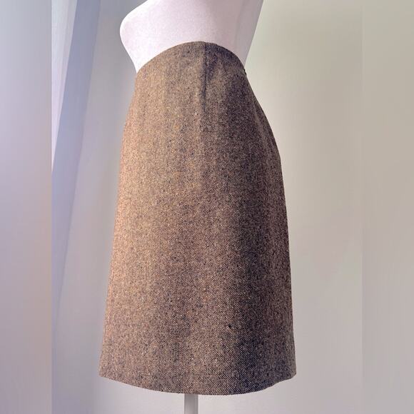 Vintage ‘90s Jones New York Brown Textured Wool Blend Knee Length Pencil Skirt - Picture 6 of 8